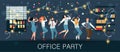 Office party, new year`s carnival, festival, holiday. Managers celebrate Christmas and New year Royalty Free Stock Photo